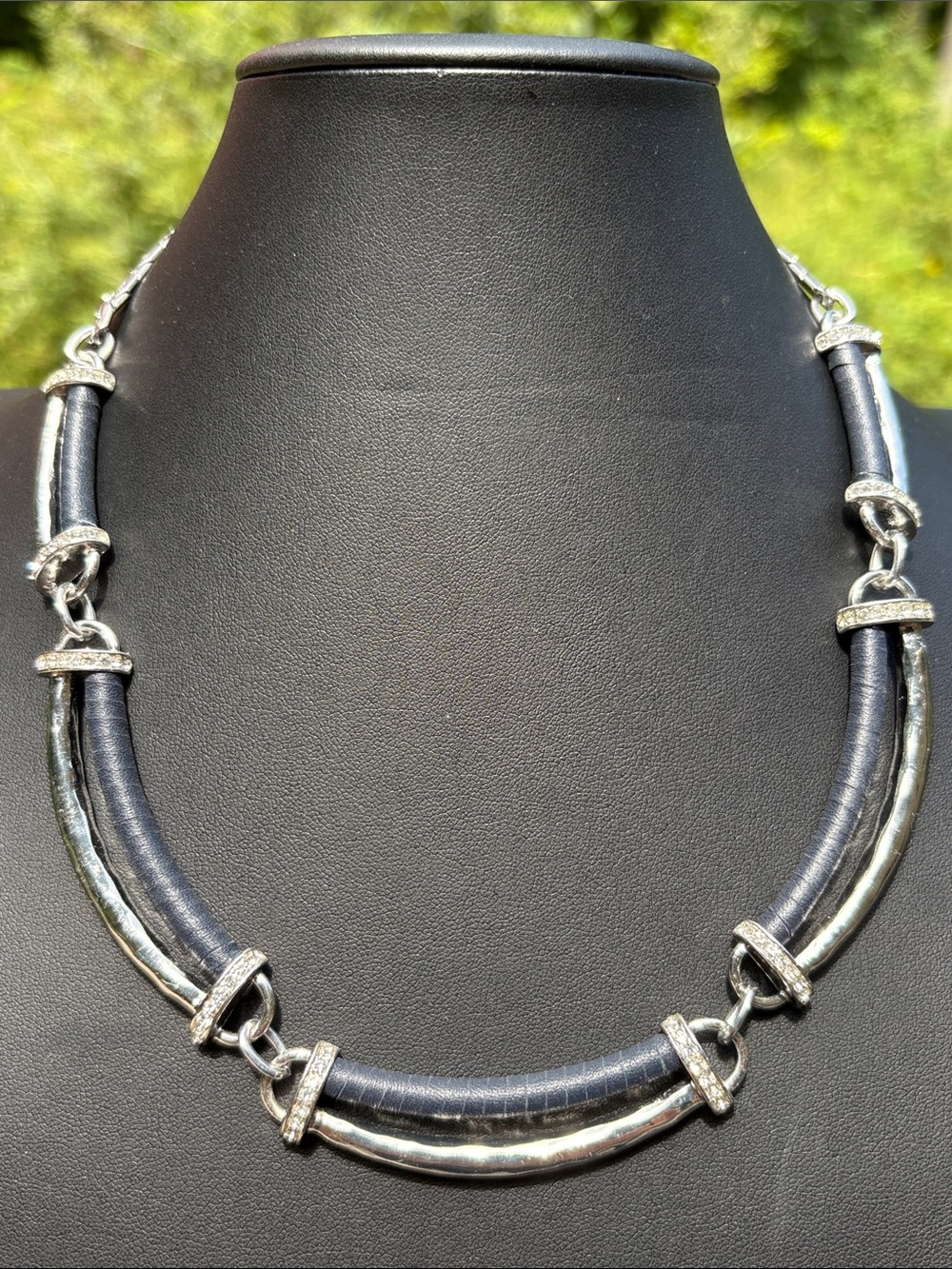 Chloe & Isabel leather wrap rhinestone collar necklace